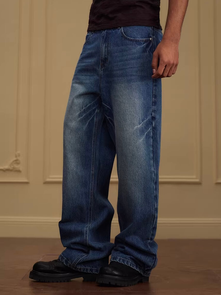 YADcrew Vintage Whiskered Washed Flared Jeans