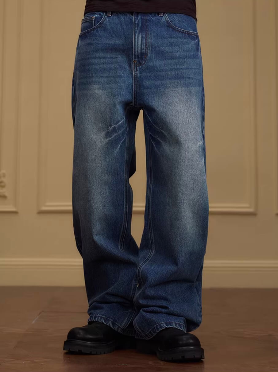 YADcrew Vintage Whiskered Washed Flared Jeans
