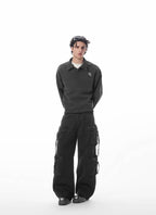 JHYQ Eyelet Detail 3D Multi Pocket Baggy Cargo Pants