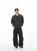 JHYQ Eyelet Detail 3D Multi Pocket Baggy Cargo Pants