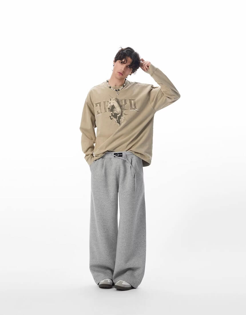 JHYQ Logo Patch Baggy Sweatpants