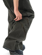 JHYQ Diagonal Zipper Detail Contrast Stripe Baggy Pants
