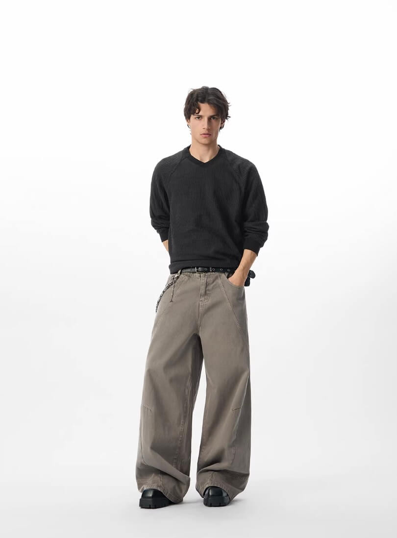 JHYQ Curved 3D Stitch Baggy Machete Pants