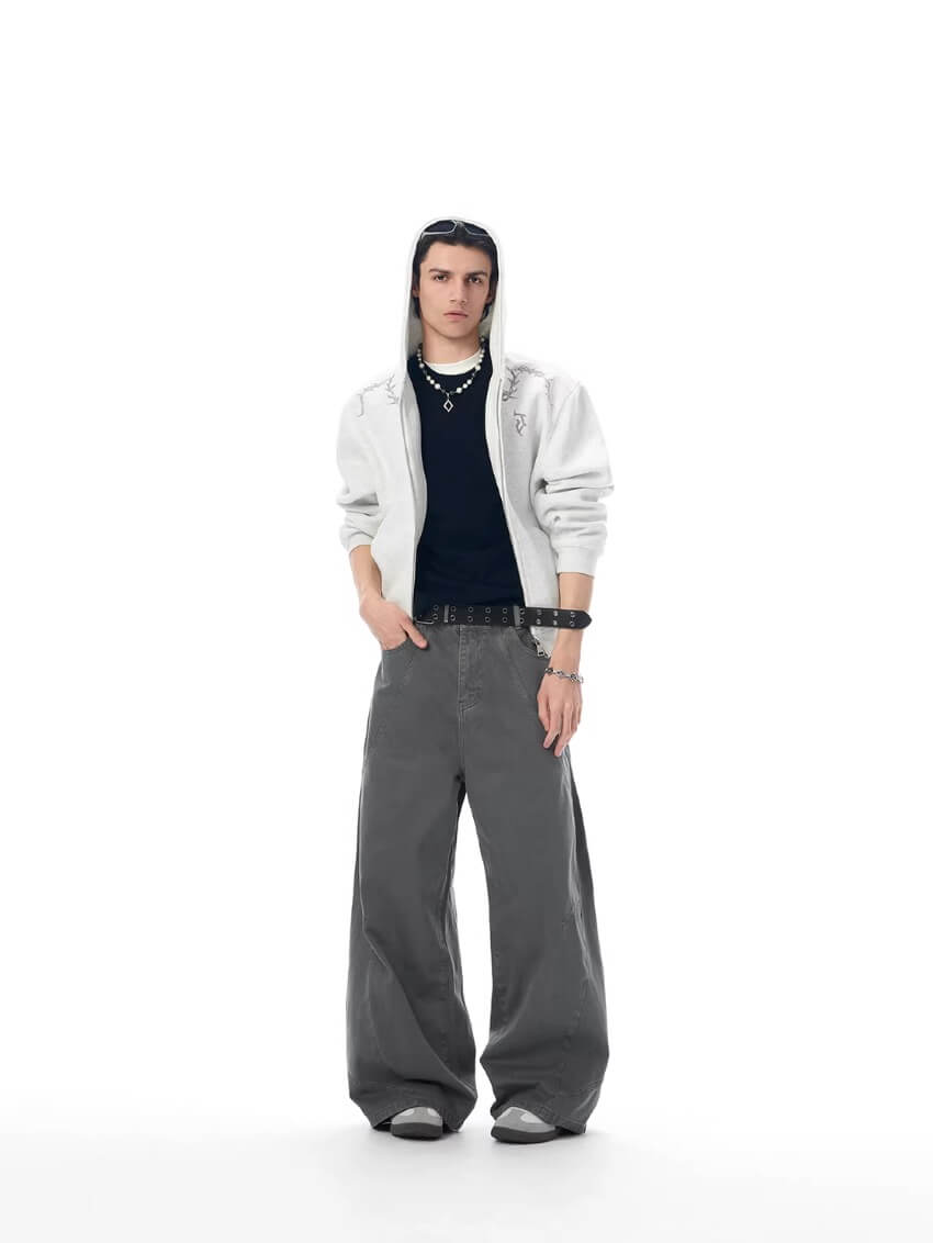 JHYQ Curved 3D Stitch Baggy Machete Pants