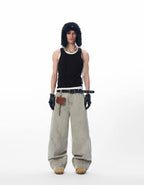JHYQ Washed 3D Constructed Baggy Jeans