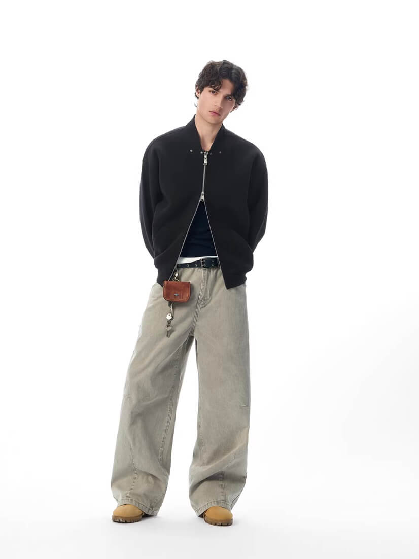 JHYQ Washed 3D Constructed Baggy Jeans