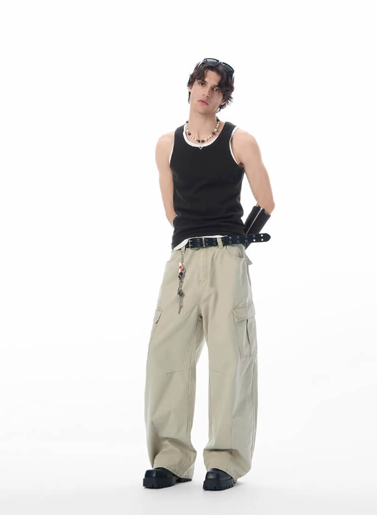 JHYQ 3D Cut Multi Flap Pocket Baggy Cargo Pants