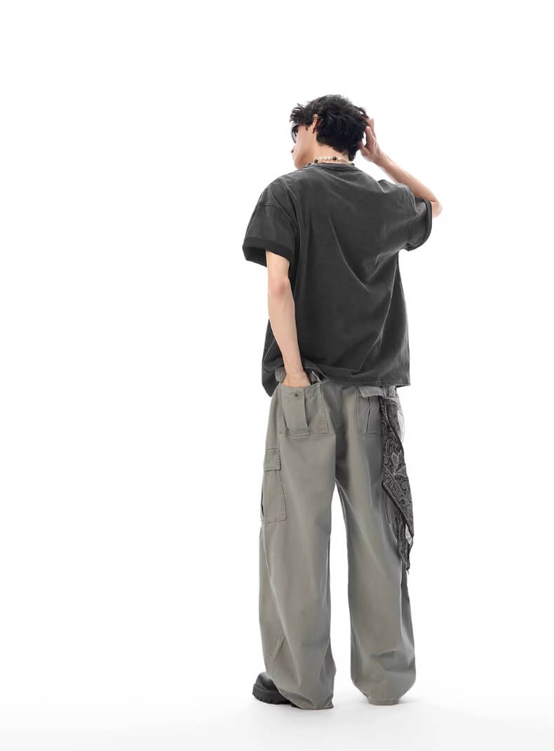 JHYQ 3D Cut Multi Flap Pocket Baggy Cargo Pants