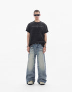 JHYQ Light Blue Whiskered Washed Loose Fit Jeans