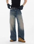 JHYQ Blue Vintage Wash Loose Fit Jeans