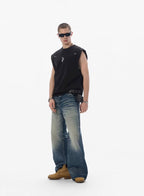 JHYQ Blue Vintage Wash Loose Fit Jeans