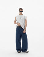 JHYQ Dark Blue Arched Back Pocket Loose Fit Jeans