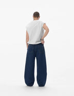 JHYQ Dark Blue Arched Back Pocket Loose Fit Jeans