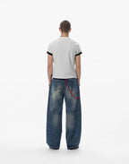 JHYQ Vintage Wash 3D Cut Baggy Jeans
