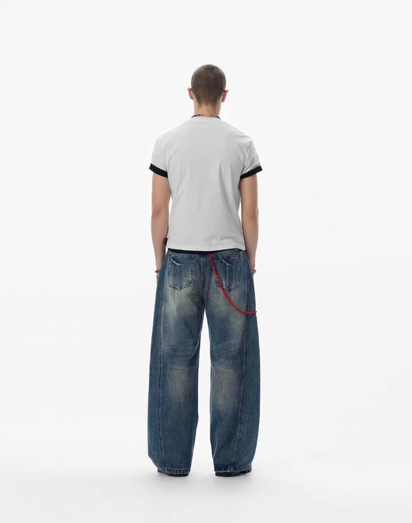 JHYQ Vintage Wash 3D Cut Baggy Jeans