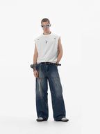 JHYQ 3D Structured Washed Baggy Painter Jeans