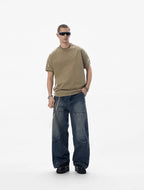 JHYQ 3D Structured Washed Baggy Painter Jeans