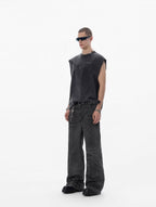 JHYQ Black Heavy Vintage Wash Loose Fit Jeans