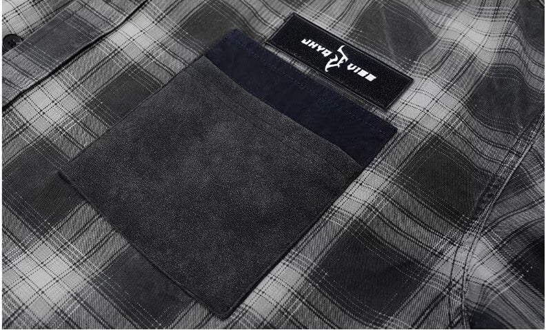 JHYQ Plaid Patch Pocket Long Sleeve Shirt