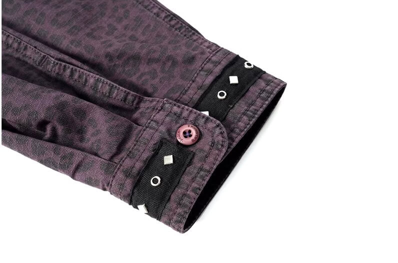 JHYQ Leopard Print Metal Studded Shirt Jacket