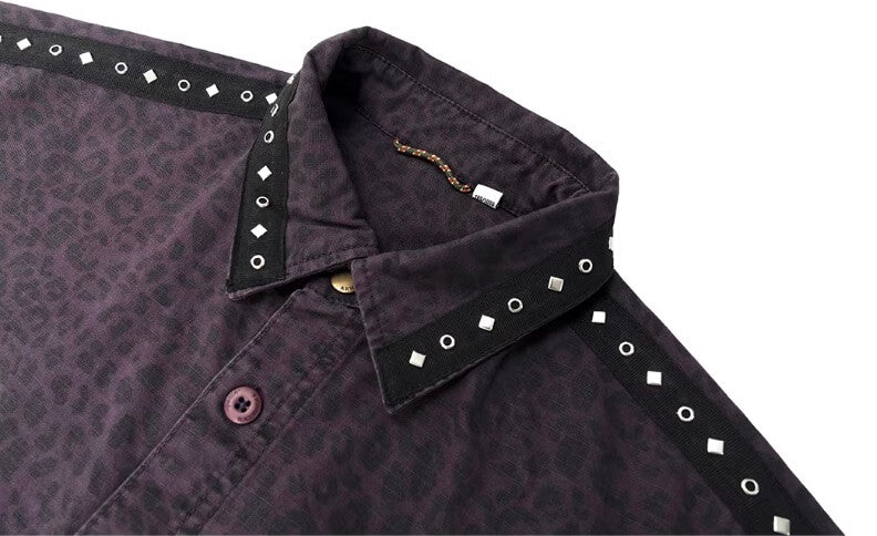 JHYQ Leopard Print Metal Studded Shirt Jacket