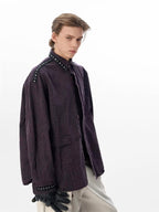 JHYQ Leopard Print Metal Studded Shirt Jacket