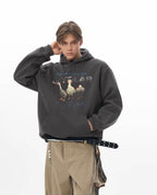 JHYQ Vintage Lucky Duck Print Hoodie