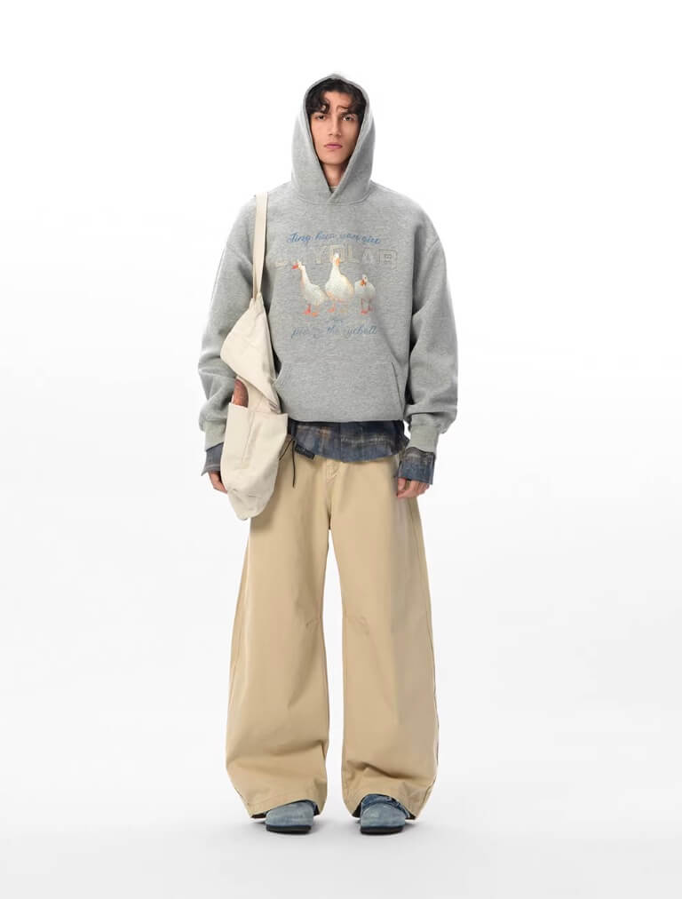 JHYQ Vintage Lucky Duck Print Hoodie