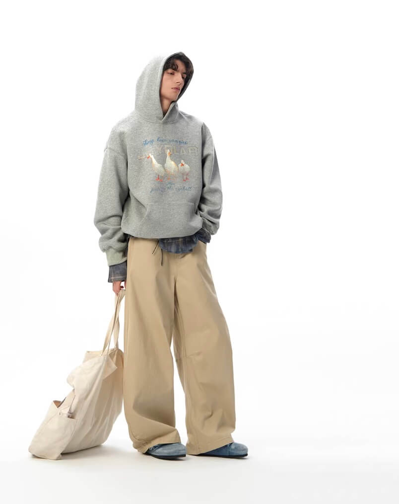 JHYQ Vintage Lucky Duck Print Hoodie