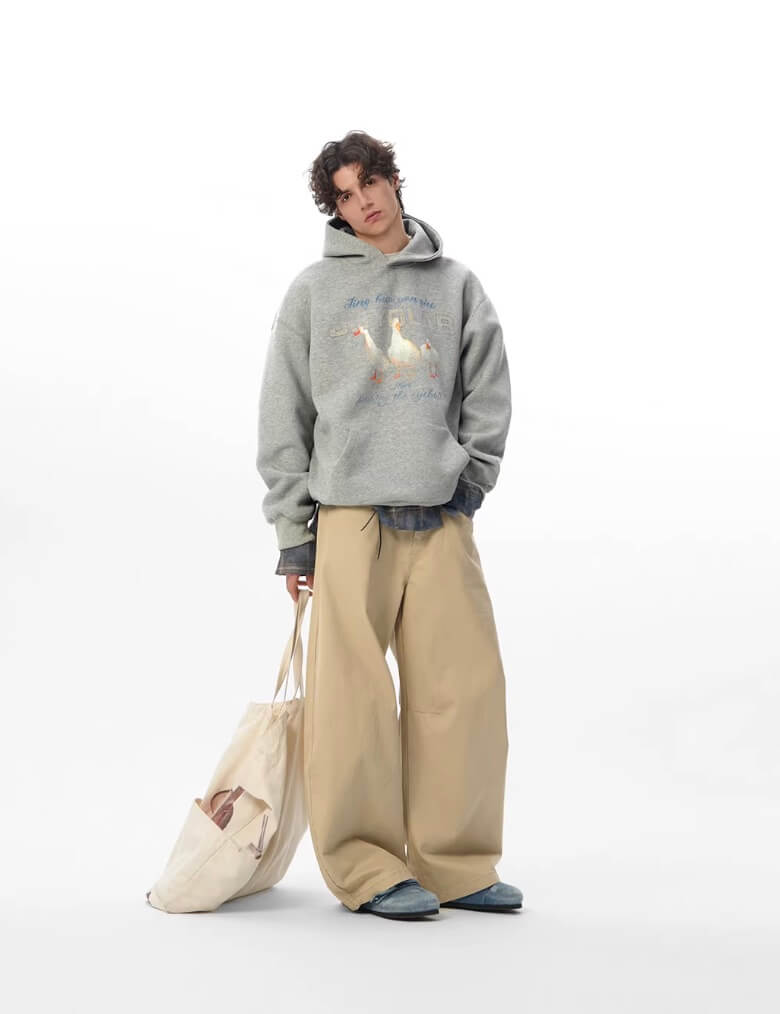 JHYQ Vintage Lucky Duck Print Hoodie