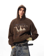 JHYQ Vintage Lucky Duck Print Hoodie