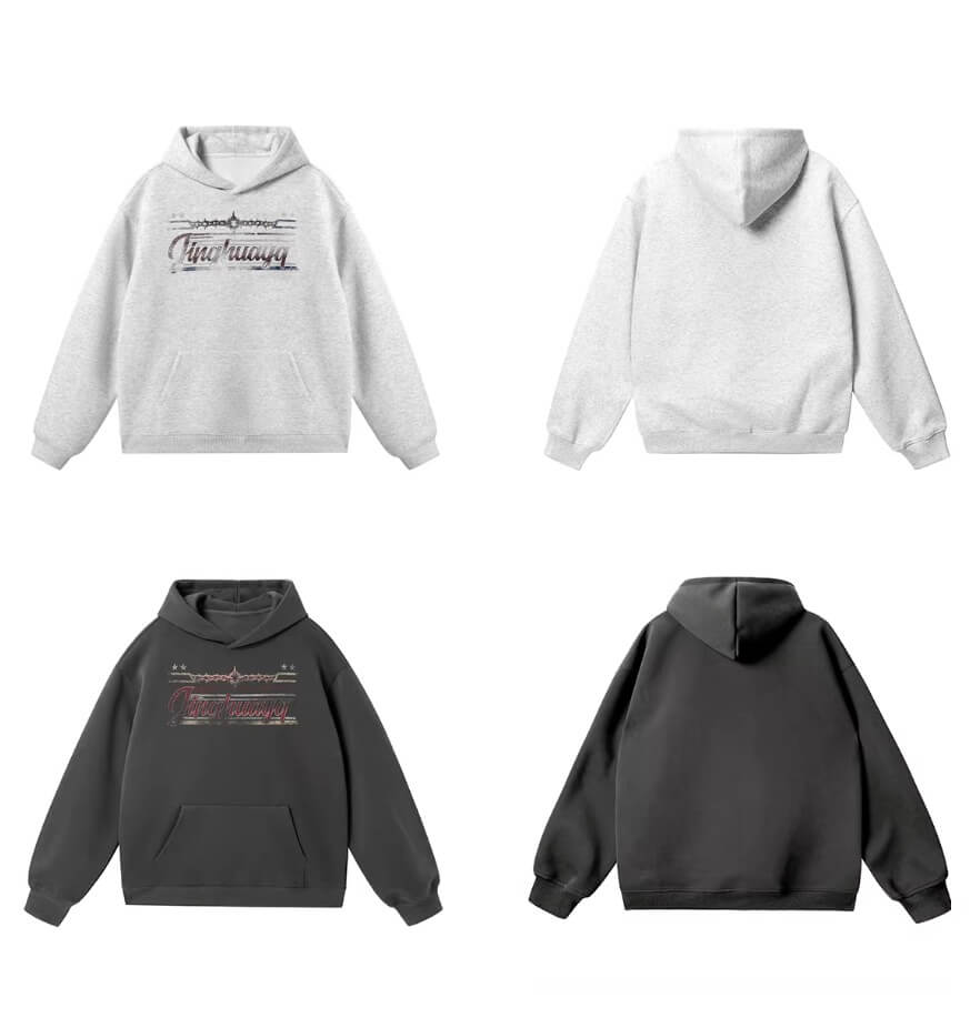 JHYQ Vintage Thorn Lettering Print Hoodie