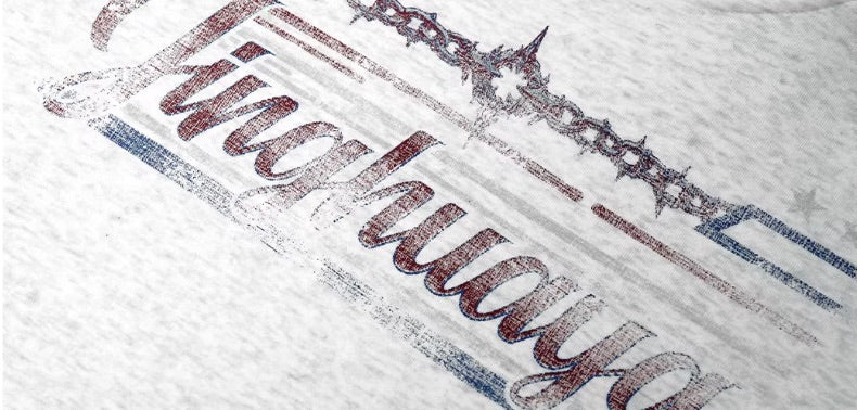 JHYQ Vintage Thorn Lettering Print Hoodie