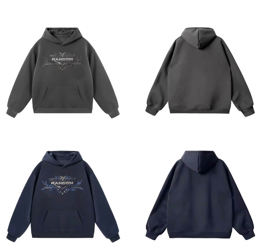 JHYQ RANDOM Letter Print Studded Hoodie