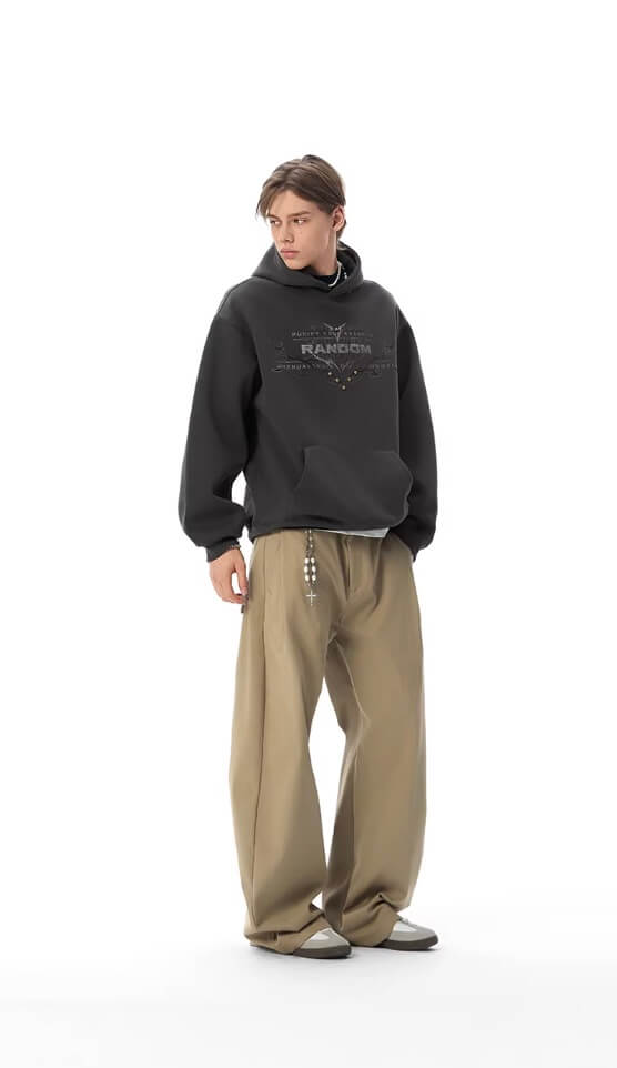 JHYQ RANDOM Letter Print Studded Hoodie