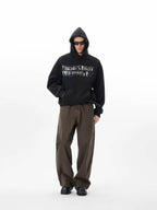 JHYQ Vintage Letter Print Rivet Hoodie