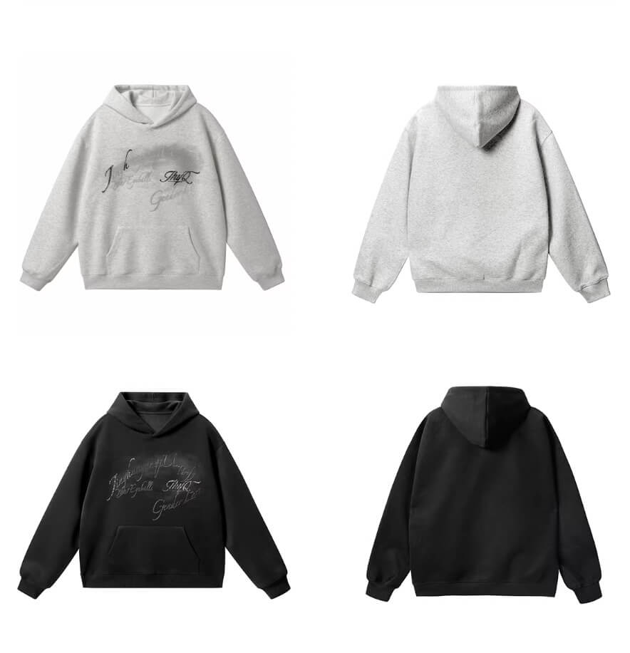 JHYQ Vintage Gradient Lettering Print Hoodie