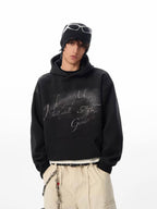 JHYQ Vintage Gradient Lettering Print Hoodie