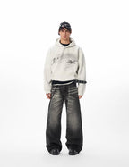 JHYQ Vintage Gradient Lettering Print Hoodie