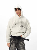 JHYQ Vintage Gradient Lettering Print Hoodie