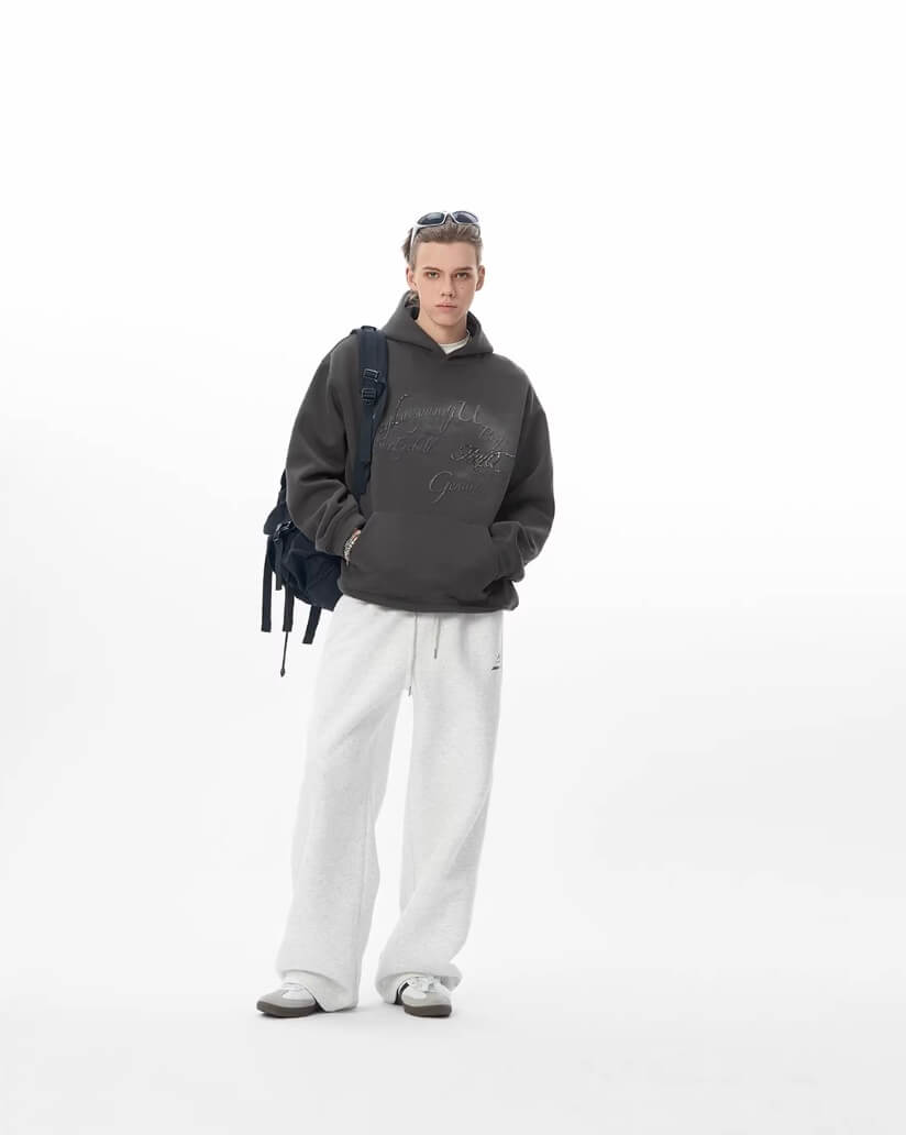 JHYQ Vintage Gradient Lettering Print Hoodie