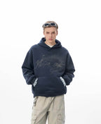 JHYQ Vintage Gradient Lettering Print Hoodie