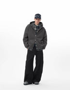 JHYQ Vertical Code Print Double Zipper Hoodie