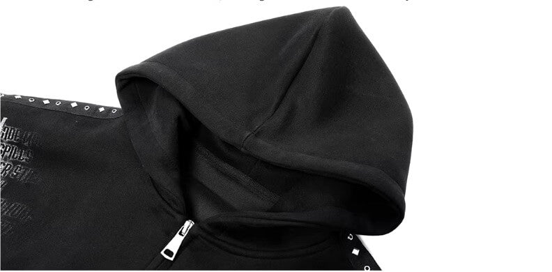 JHYQ Punk Style Studded Double Zipper Hoodie