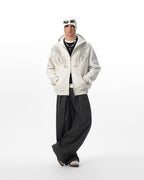 JHYQ Rhinestone Thorn Print Double Zipper Hoodie