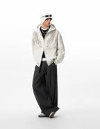 JHYQ Rhinestone Thorn Print Double Zipper Hoodie