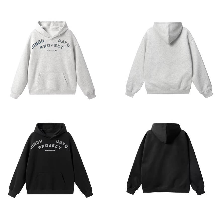 JHYQ Vintage Curved Lettering Print Hoodie