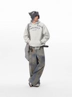 JHYQ Vintage Curved Lettering Print Hoodie