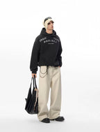 JHYQ Vintage Curved Lettering Print Hoodie