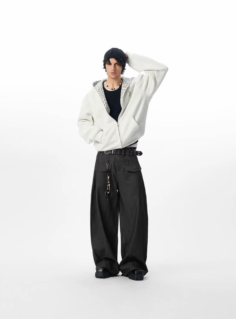 JHYQ Leopard Print Lined Cropped Hoodie